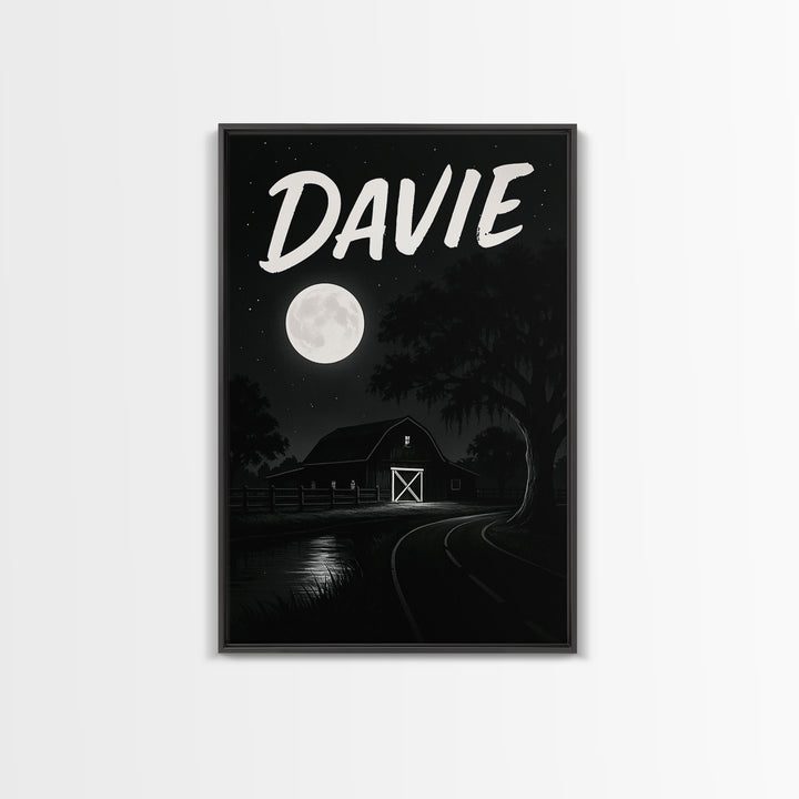 Davie Travel Poster, Canvas Print, Night Street Poster Art, Davie Poster Print, Travel Poster Art, Travel Wall Art, Wanderlust Decor