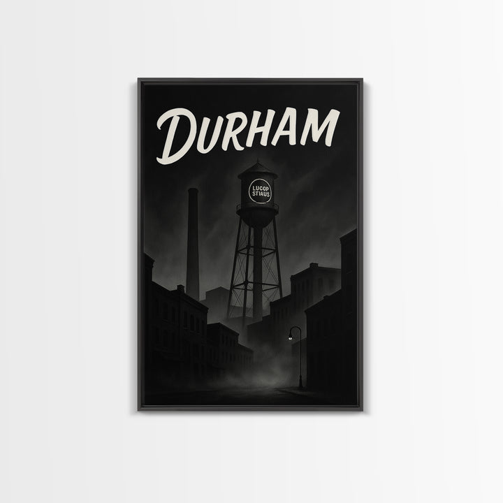Durham North Carolina Travel Poster, Canvas Print, Night Street Poster Art, Durham City Art, City Art Print, Poster Art, Vintage City Art