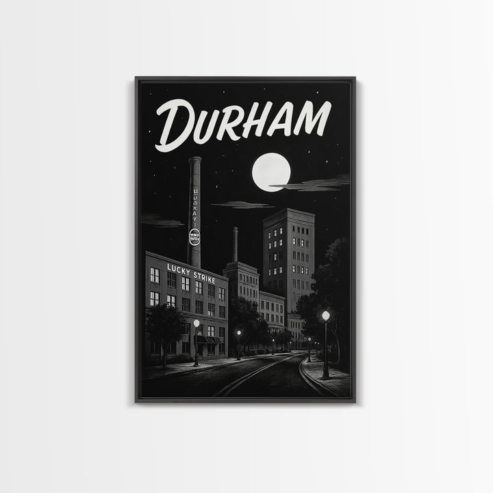 Durham Travel Poster, Framed Canvas Print, Vintage Noir Poster Art, Durham Art Print, Retro Travel Print, Vintage Travel Print