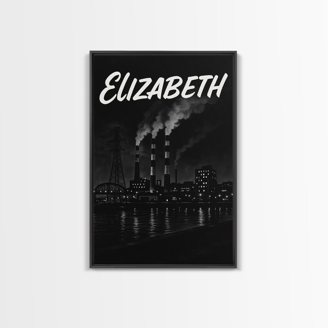 Elizabeth Travel Poster, Framed Canvas Print, Vintage Noir Poster Art, Elizabeth Art Print, Vintage City Poster, Mid Century Wall Art