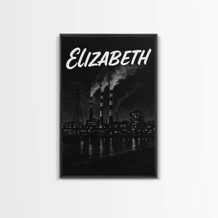 Elizabeth Travel Poster, Framed Canvas Print, Vintage Noir Poster Art, Elizabeth Art Print, Vintage City Poster, Mid Century Wall Art
