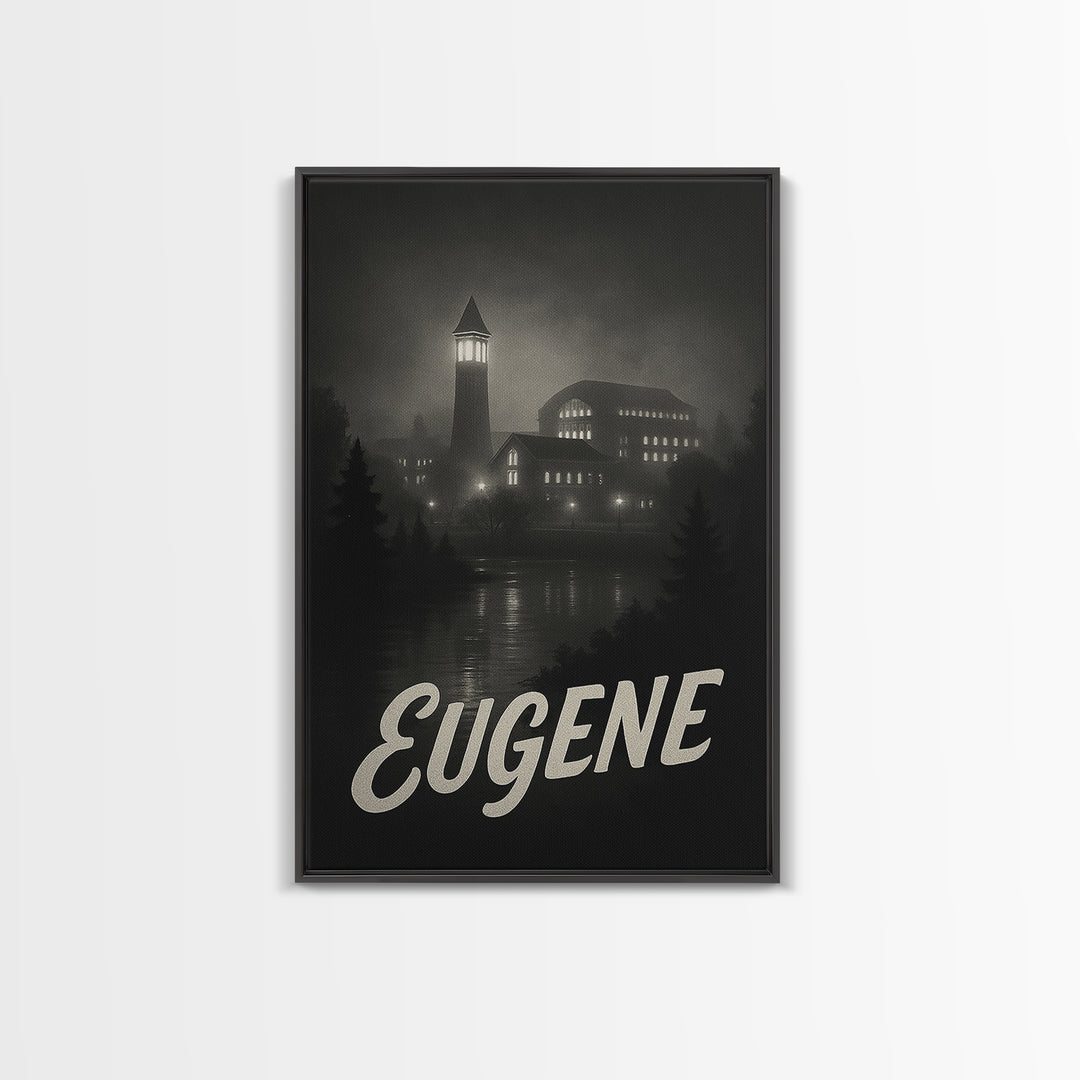 Eugene Oregon Travel Poster, Canvas Print, Black And White Travel Art, Eugene Travel Art, City Art Print, Gift For Travelers, Poster Art