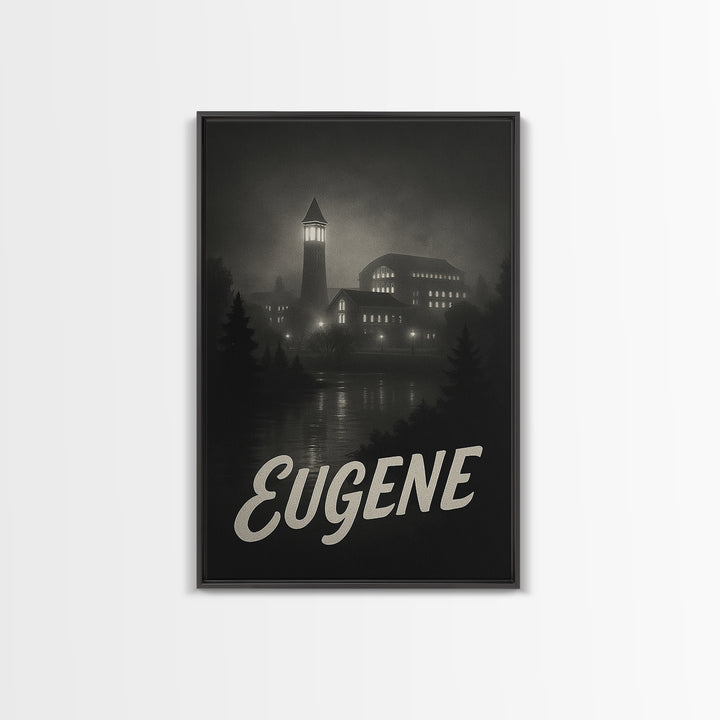 Eugene Oregon Travel Poster, Canvas Print, Black And White Travel Art, Eugene Travel Art, City Art Print, Gift For Travelers, Poster Art