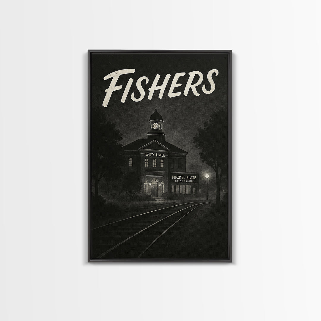 Fishers Indiana Travel Poster, Canvas Print, Night Street Poster Art, Fishers City Art, Modern Wall Decor, City Travel Prints, Art Print