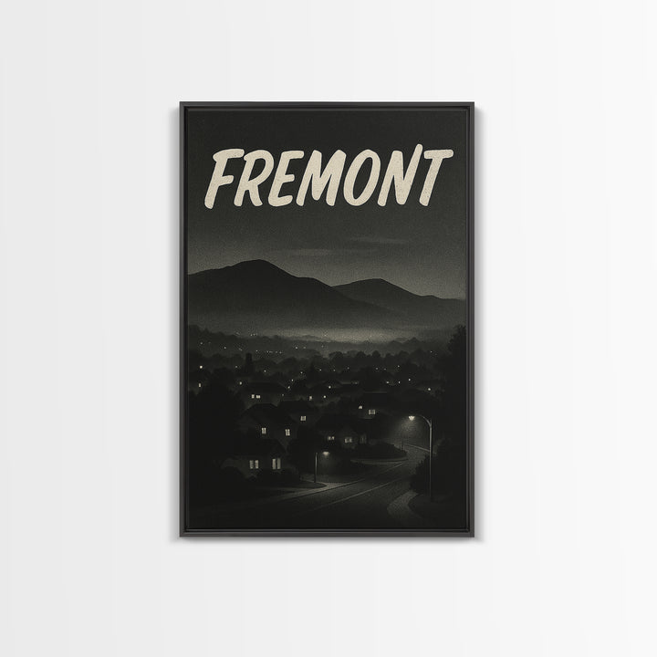 Fremont California Travel Poster, Canvas Print, Black And White Travel Art, Fremont Art Print, Office Decor, Travel Wall Art