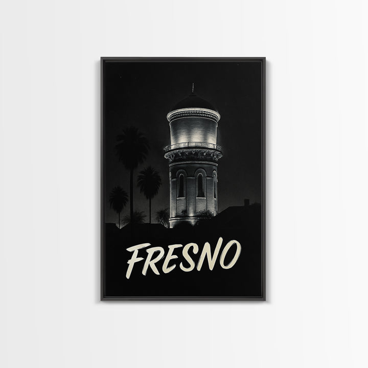 Fresno California Travel Poster, Canvas Print, Vintage Noir Poster Art, Fresno City Art, Vintage Travel Art, Fine Art Print, Wall Art