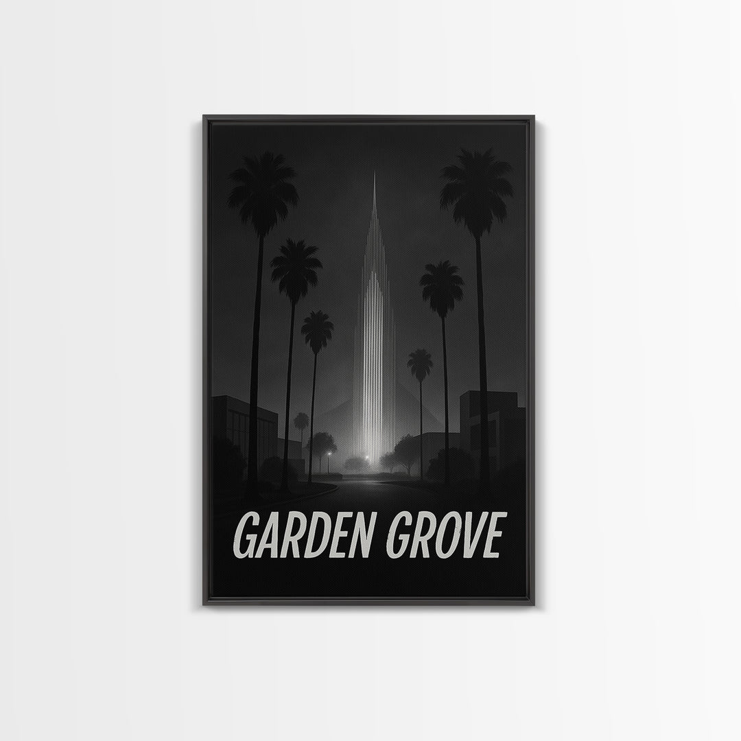 Garden Grove California Travel Poster, Canvas Print, Black And White Travel Art, Garden Grove Travel Art, Eclectic Wall Decor, Poster Art
