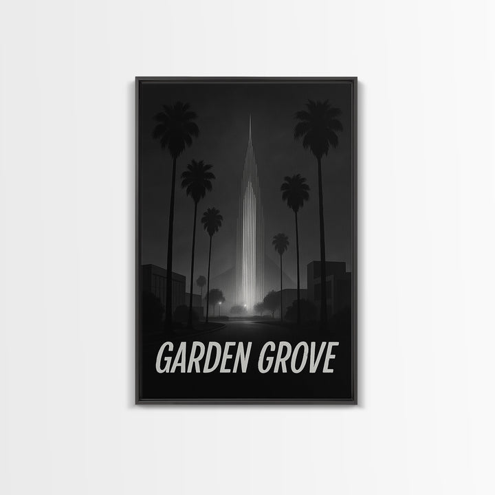 Garden Grove California Travel Poster, Canvas Print, Black And White Travel Art, Garden Grove Travel Art, Eclectic Wall Decor, Poster Art