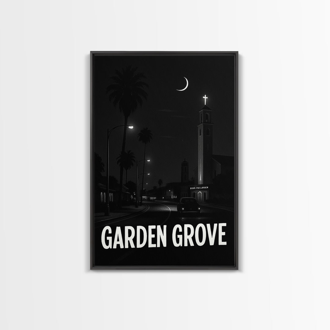 Garden Grove Travel Poster, Canvas Print, Vintage Noir Poster Art, Garden Grove Travel Art, Travel Art Print, Travel Poster Set