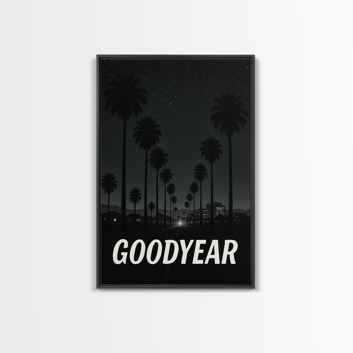 Goodyear Arizona Travel Poster, Canvas Print, Black And White Travel Art, Goodyear Art Print, Watercolor Downtown Skyline, City Illustration