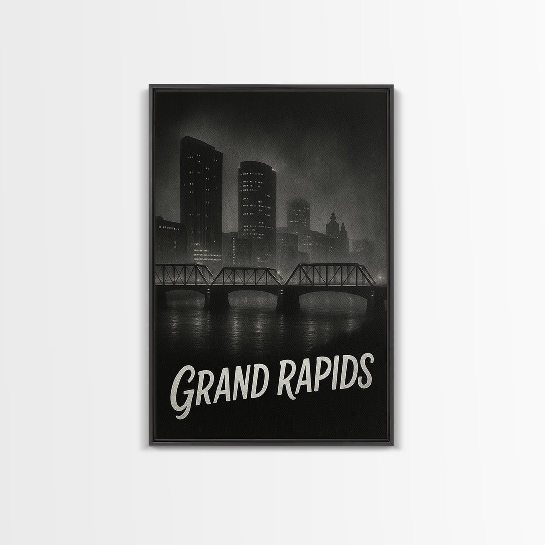 Grand Prairie Travel Poster, Canvas Print, Night Street Poster Art, Grand Prairie Travel Art, Eclectic Wall Decor, Home Office Decor
