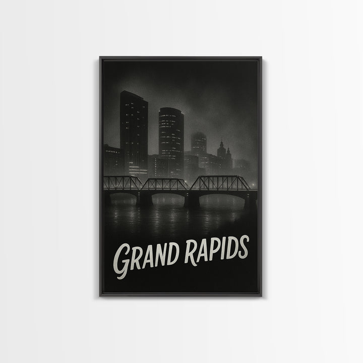 Grand Prairie Travel Poster, Canvas Print, Night Street Poster Art, Grand Prairie Travel Art, Eclectic Wall Decor, Home Office Decor