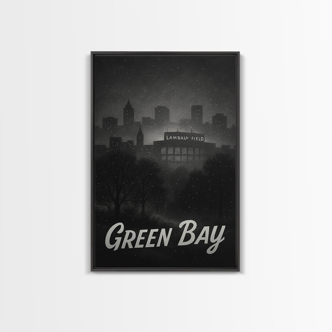 Green Bay Wisconsin Travel Poster, Canvas Print, Vintage Noir Poster Art, Green Bay Poster Print, Vintage City Poster, Vintage City Art