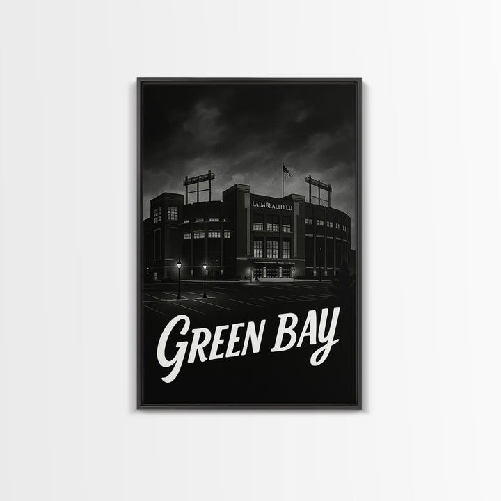 Green Bay Travel Poster, Canvas Print, Dark Moody City Wall Art, Green Bay Travel Art, Modern Wall Decor, Travel Poster Set, City Poster