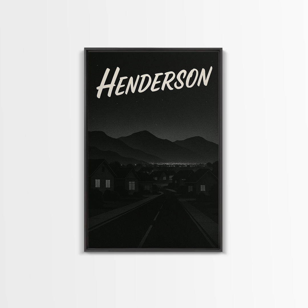Henderson Nevada Travel Poster, Canvas Print, Black And White Travel Art, Henderson City Art, City Travel Prints, Watercolor Cityscape