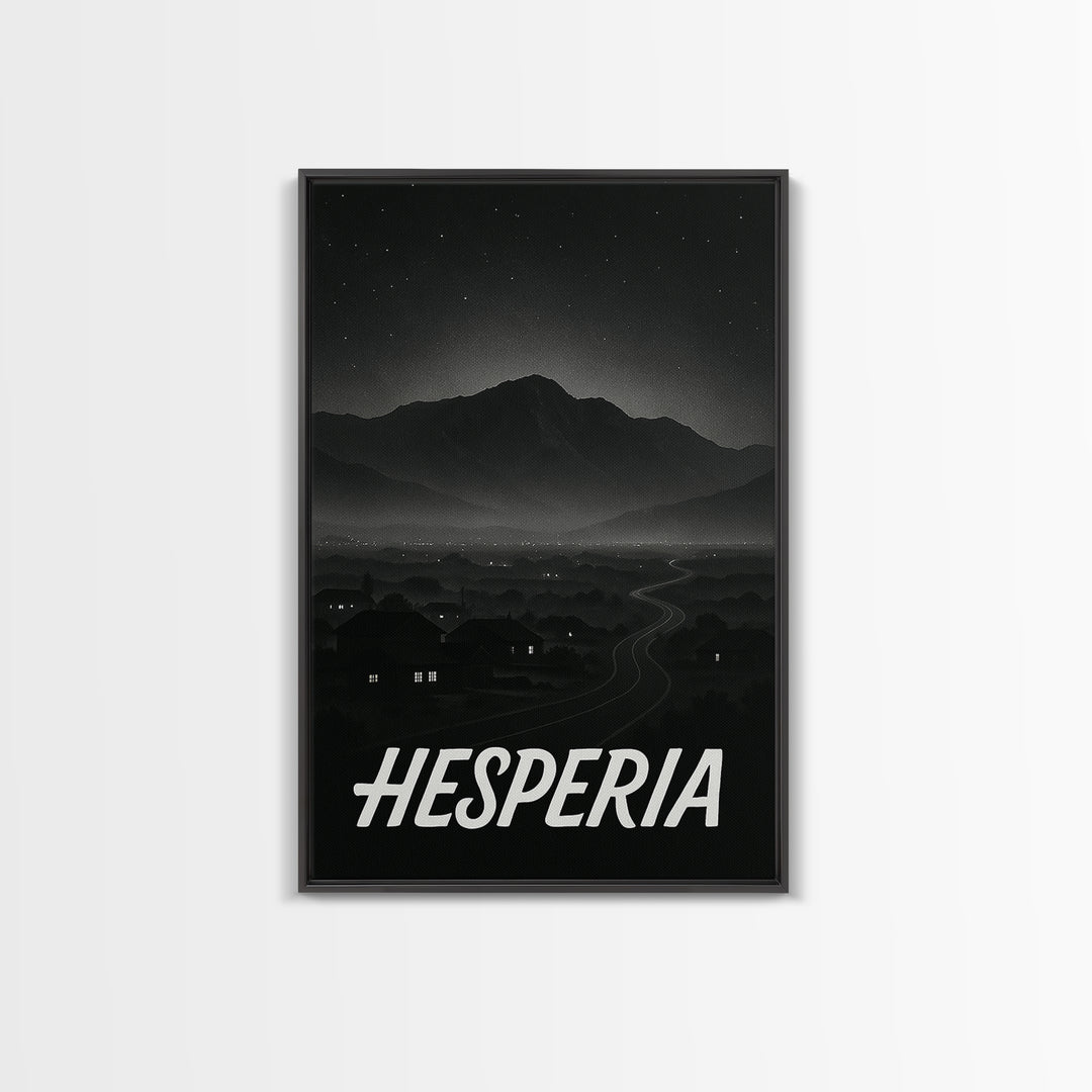 Hesperia California Travel Poster, Canvas Print, Vintage Noir Poster Art, Hesperia Art Print, Travel Art, Travel Wall Art, Wall Art