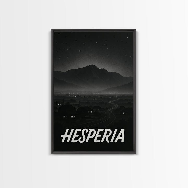 Hesperia California Travel Poster, Canvas Print, Vintage Noir Poster Art, Hesperia Art Print, Travel Art, Travel Wall Art, Wall Art