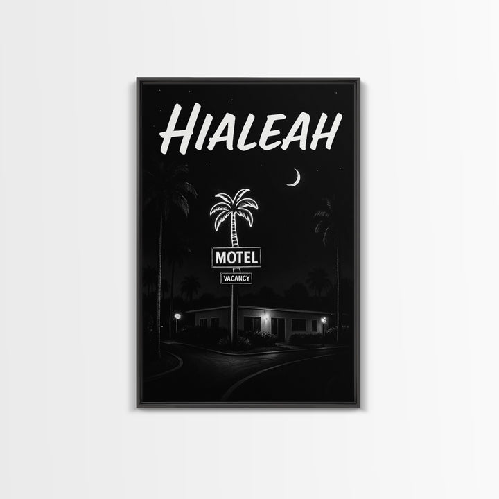 Hialeah Travel Poster, Framed Canvas Print, Vintage Noir Poster Art, Hialeah Art Print, Mid Century Wall Art, Vintage Travel Art