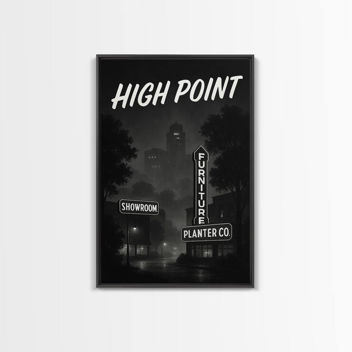 High Point North Carolina Travel Poster, Canvas Print, Night Street Poster Art, High Point Art Print, Gift For Travelers, Watercolor Skyline