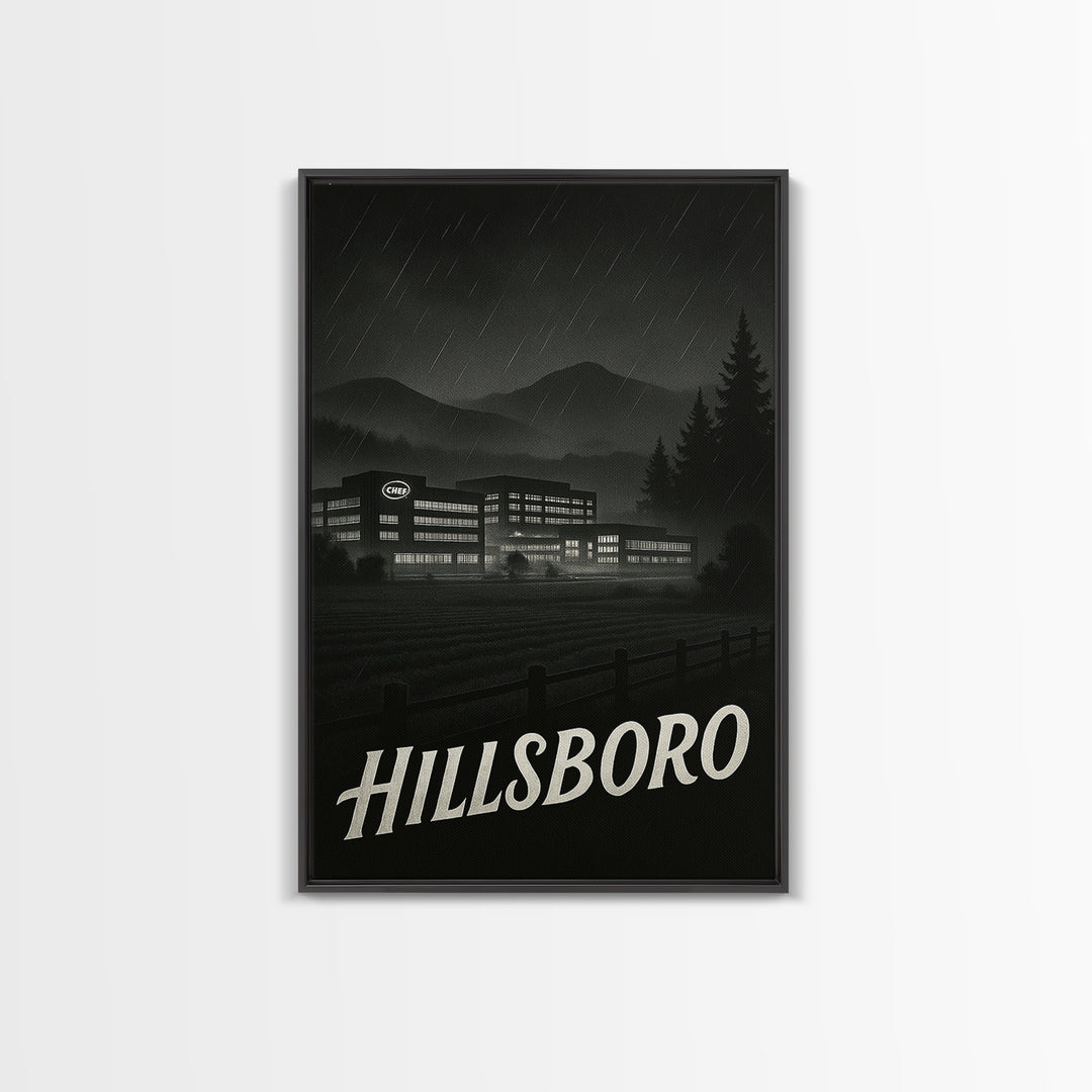 Hillsboro Oregon Travel Poster, Canvas Print, Black And White Travel Art, Hillsboro Poster Print, Wanderlust Decor, Eclectic Wall Decor
