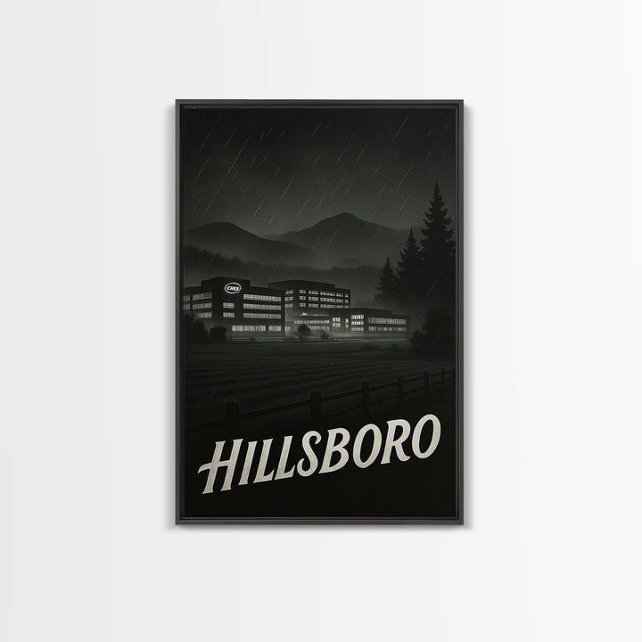 Hillsboro Oregon Travel Poster, Canvas Print, Black And White Travel Art, Hillsboro Poster Print, Wanderlust Decor, Eclectic Wall Decor