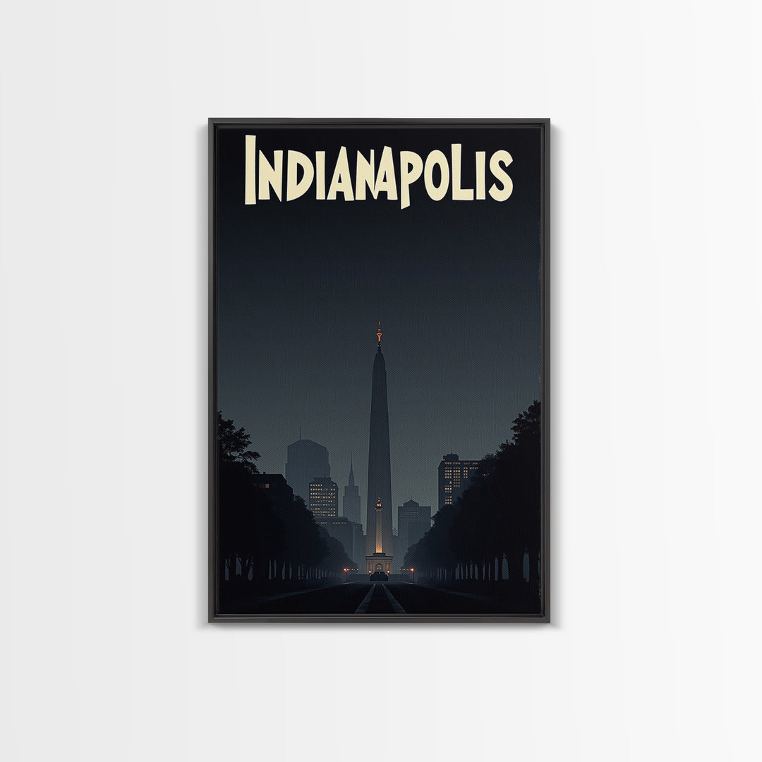 Indianapolis Travel Poster, Canvas Print, Night Street Poster Art, Indianapolis Travel Art, Watercolor Skyline Art, Gift For Travelers