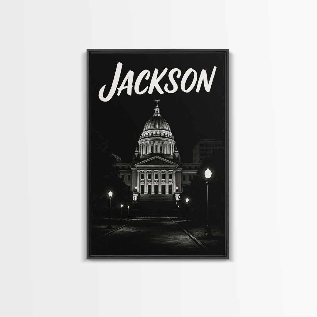 Jackson Travel Poster, Canvas Print, Vintage Noir Poster Art, Jackson Travel Art, Vintage City Art, Vintage Travel Art, Travel Poster Art
