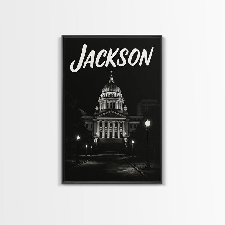 Jackson Travel Poster, Canvas Print, Vintage Noir Poster Art, Jackson Travel Art, Vintage City Art, Vintage Travel Art, Travel Poster Art