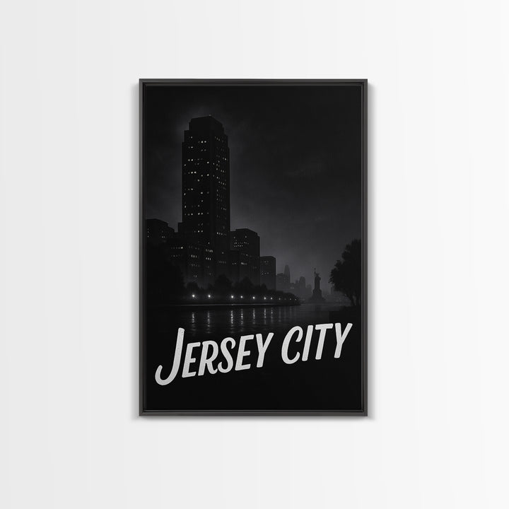 Jersey City New Jersey Travel Poster, Canvas Print, Vintage Noir Poster Art, Jersey City Wall Art, Poster Art, Travel Poster Set, Poster Art