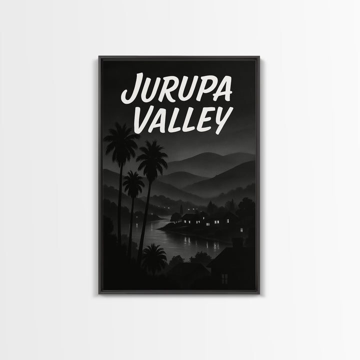 Jurupa Valley California Travel Poster, Canvas Print, Night Street Poster Art, Jurupa Valley Wall Art, Vintage Travel Art, Travel Poster Art