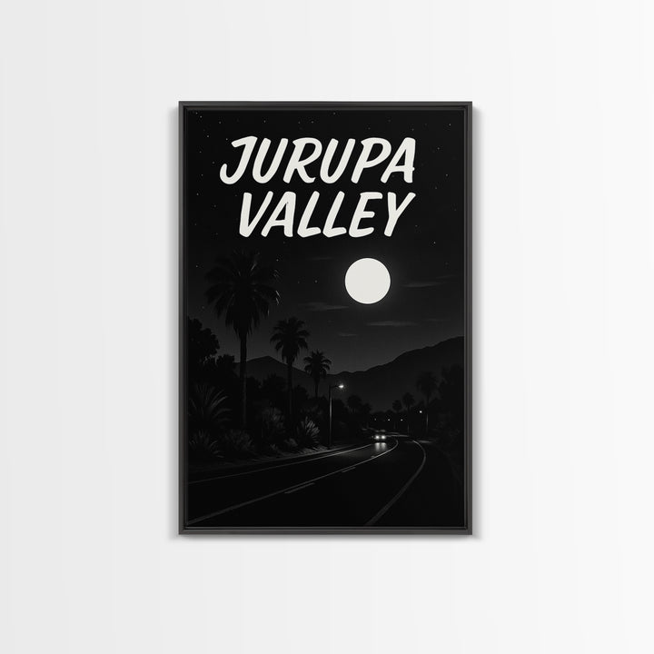 Jurupa Valley Travel Poster, Framed Canvas Print, Vintage Noir Poster Art, Jurupa Valley City Art, Vintage City Art, Mid Century Wall Art