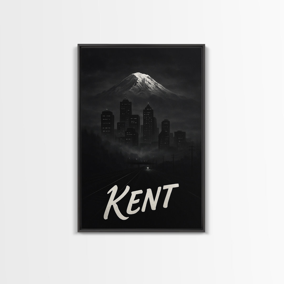 Kent Washington Travel Poster, Canvas Print, Night Street Poster Art, Kent Poster Print, City Art Print, Wanderlust Decor, Wall Decor