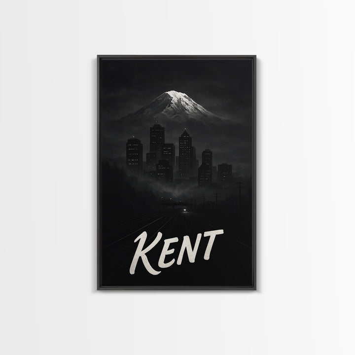 Kent Washington Travel Poster, Canvas Print, Night Street Poster Art, Kent Poster Print, City Art Print, Wanderlust Decor, Wall Decor