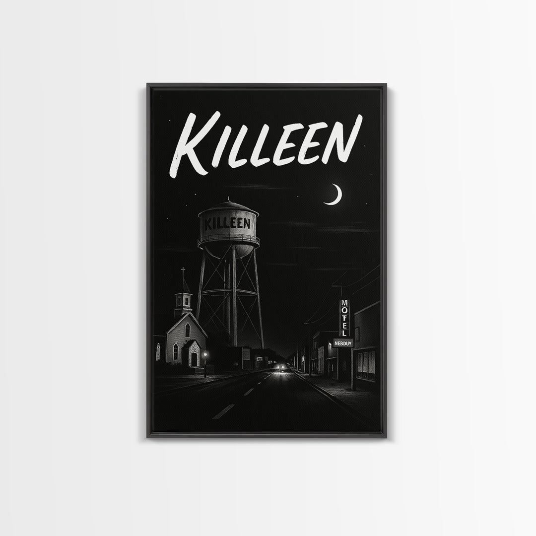 Killeen Travel Poster, Canvas Print, Black And White Travel Art, Killeen Wall Art, City Art Print, Vintage City Poster, City Travel Prints