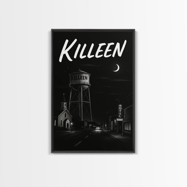 Killeen Travel Poster, Canvas Print, Black And White Travel Art, Killeen Wall Art, City Art Print, Vintage City Poster, City Travel Prints