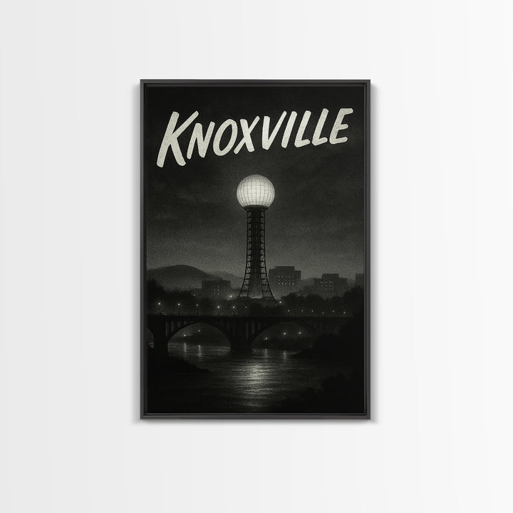Knoxville Tennessee Travel Poster, Canvas Print, Black And White Travel Art, Knoxville Art Print, Travel Wall Art, Wall Decor, Landscape Art