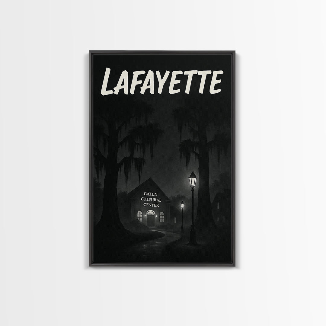 Lafayette Louisiana Travel Poster, Canvas Print, Night Street Poster Art, Lafayette City Art, Travel Poster Set, City Poster, Art Print