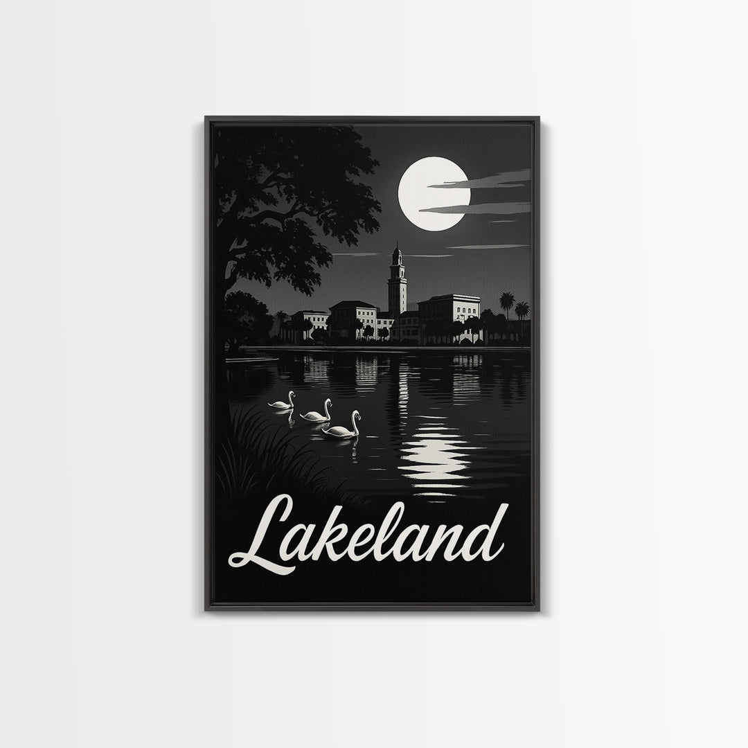 Lakeland Travel Poster, Canvas Print, Night Street Poster Art, Lakeland City Art, Travel Art Print, City Travel Prints, City Illustration
