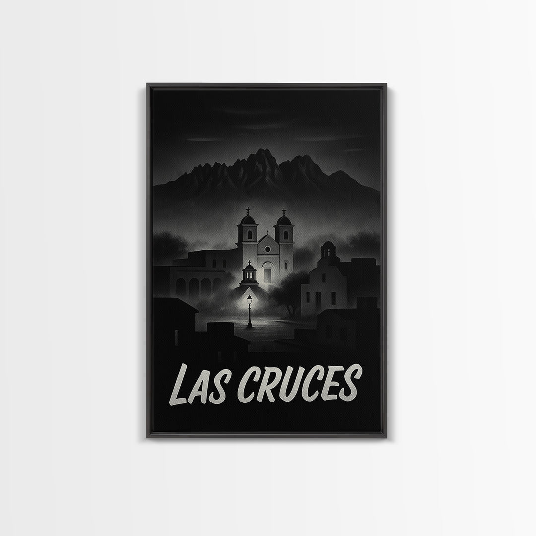 Las Cruces New Mexico Travel Poster, Canvas Print, Black And White Travel Art, Las Cruces Art Print, Travel Print, Vintage Travel Art