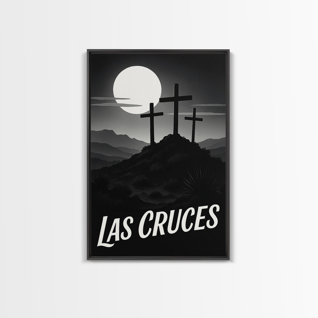 Las Cruces Travel Poster, Framed Canvas Print, Black And White Travel Art, Las Cruces Poster Print, Wanderlust Decor, Fine Art Print