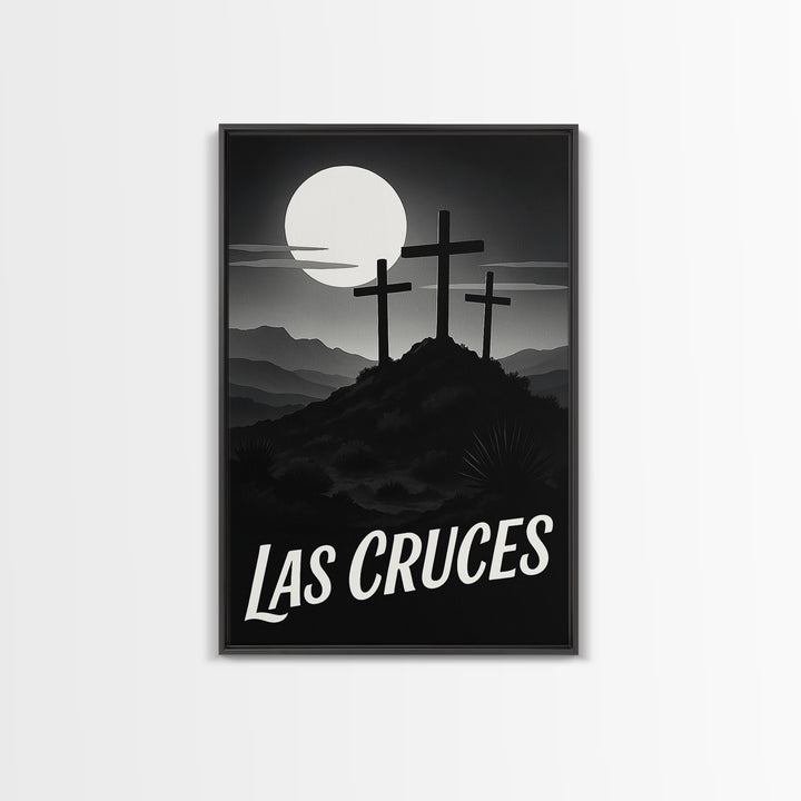 Las Cruces Travel Poster, Framed Canvas Print, Black And White Travel Art, Las Cruces Poster Print, Wanderlust Decor, Fine Art Print
