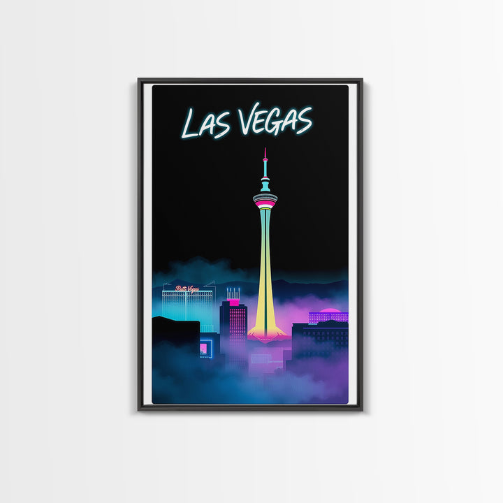 Las Vegas Travel Poster, Framed Canvas Print, Black And White Travel Art, Las Vegas Art Print, Eclectic Wall Decor, Travel Poster Art