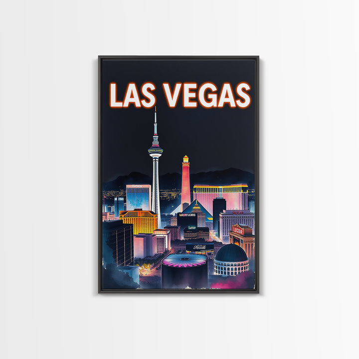 Las Vegas Travel Poster, Canvas Print, Dark Moody City Wall Art, Las Vegas Poster Print, Living Room Wall Art, Wanderlust Decor