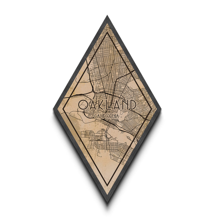 Oakland Diamond Shaped Travel Poster, Custom Diamond Shaped Wall Art, City Map Canvas