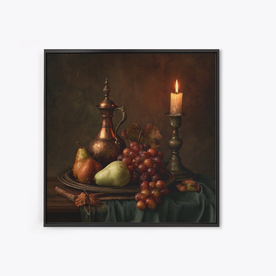 Classical Fruit Still Life Framed Canvas Print, Dining Room Art, 3 Piece Wall Art, Dining Room Decor, Fine Art, Dining, DRA-1x1-1