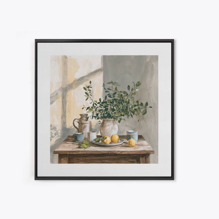 Sunlit Farmhouse Table Objects Without Room View Canvas Print, Dining Room Art, Coastal Wall Art, Dining Room Decor, Dining, DRA-1x1-41