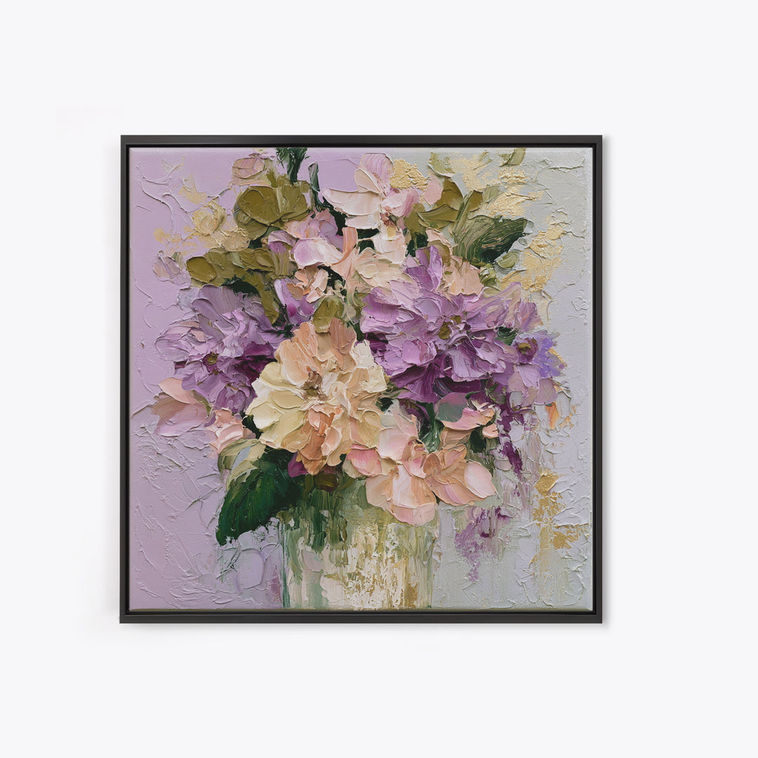 Large Expressive Flower Vase Framed Canvas Print, Dining Room Art, Home Decor, Dining Room Decor, Oil Painting, Dining, DRA-1x1-48