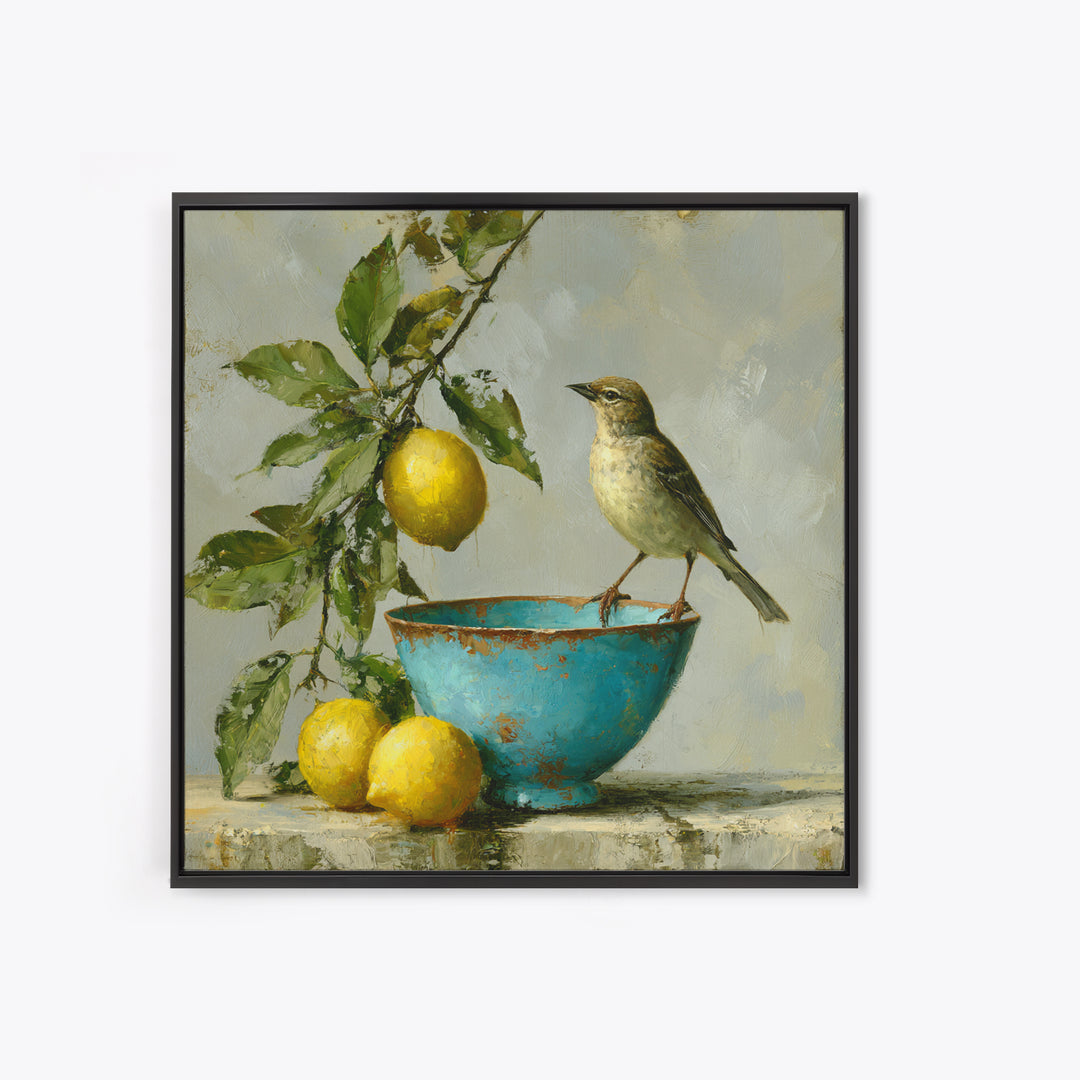 Italian Lemon Branch Framed Canvas Print, Dining Room Art, Trendy Wall Art, Dining Room Decor, Fine Art, Dining, DRA-1x1-53
