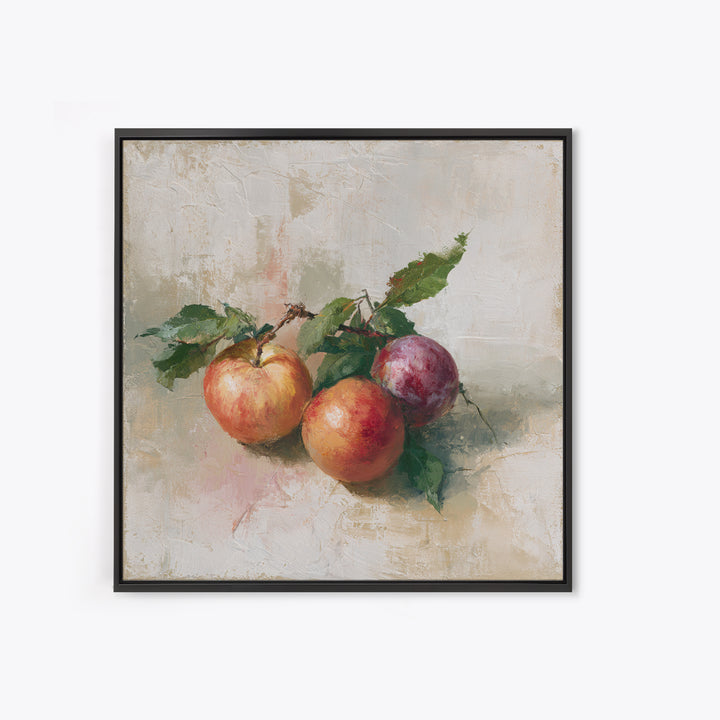 Peach and Plum Still Life Framed Canvas Print, Dining Room Art, Set of 3 Prints, Dining Room Decor, Fine Art, Dining, DRA-1x1-68