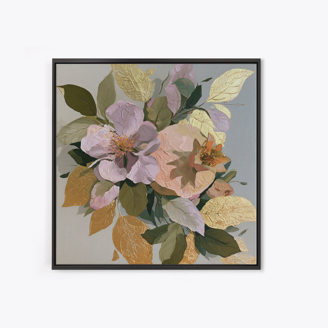 Pomegranate and Gold Leaf Botanical Study Framed Canvas Print, Dining Room Art, Canvas Art, Dining Room Decor, Oil Painting, DRA-1x1-8